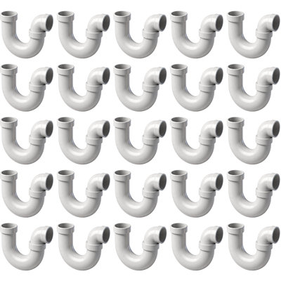 1-1/2 in. PVC DWV P-Trap w/ Threaded Union Plastic Nut H x H, White PVC Drain, Waste & Vent Fitting, (25 Pack)