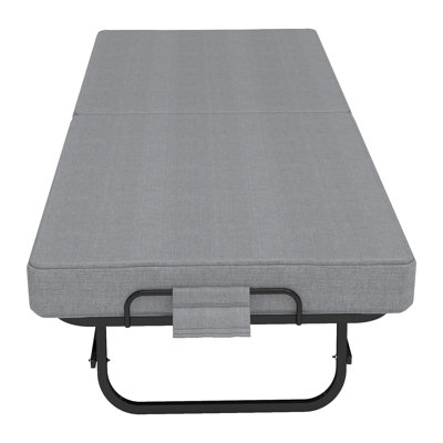 75" Folding Guest Bed with Memory Foam Mattress, Twin Size Rollaway Bed with Reinforced Steel Frame and Locking Wheels, Portable Space Saving Sleeper Bed for Small Apartments, Guest Rooms and Home Office