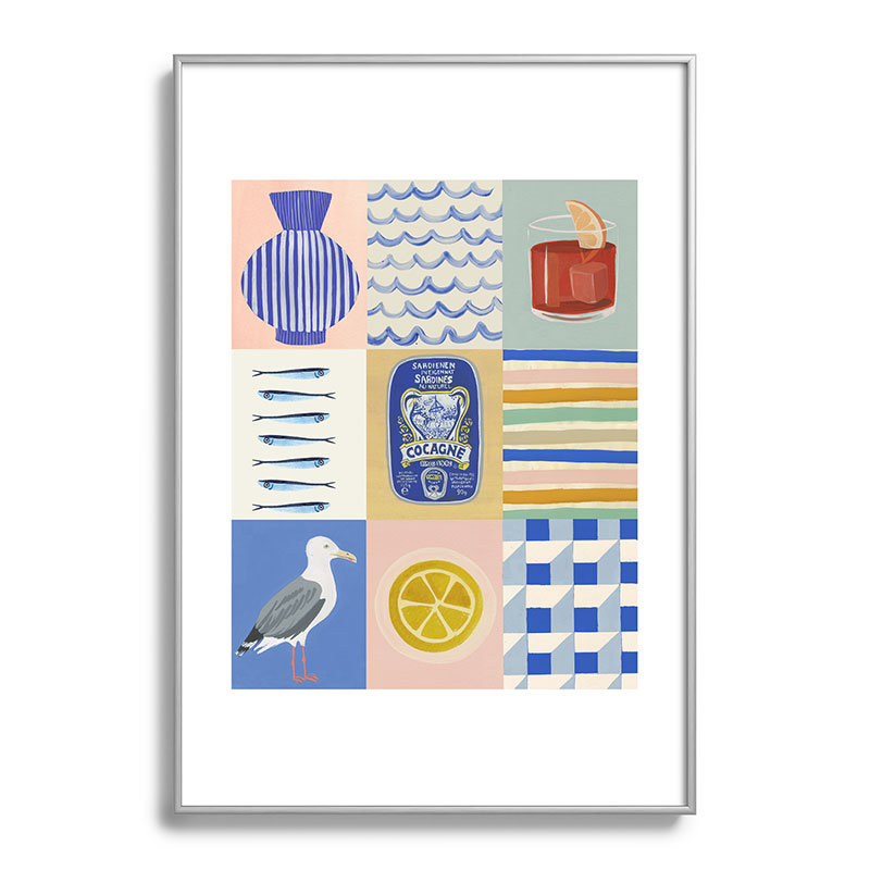 «Megan Galante Seaside», reproduction d'art encadrée, H 19 po x l 13 po x P 0,88 po, Cadre métallique argenté