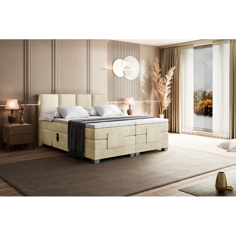 Granita Pocket Spring Mattress Divan Bed Base, 160cm W x 200cm L, Beige
