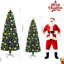 Arbre de Noël à fibre optique pré-éclairé 7 pi - Épinette verte artificielle avec 245 lumières DEL, support en forme d'étoile et support en métal