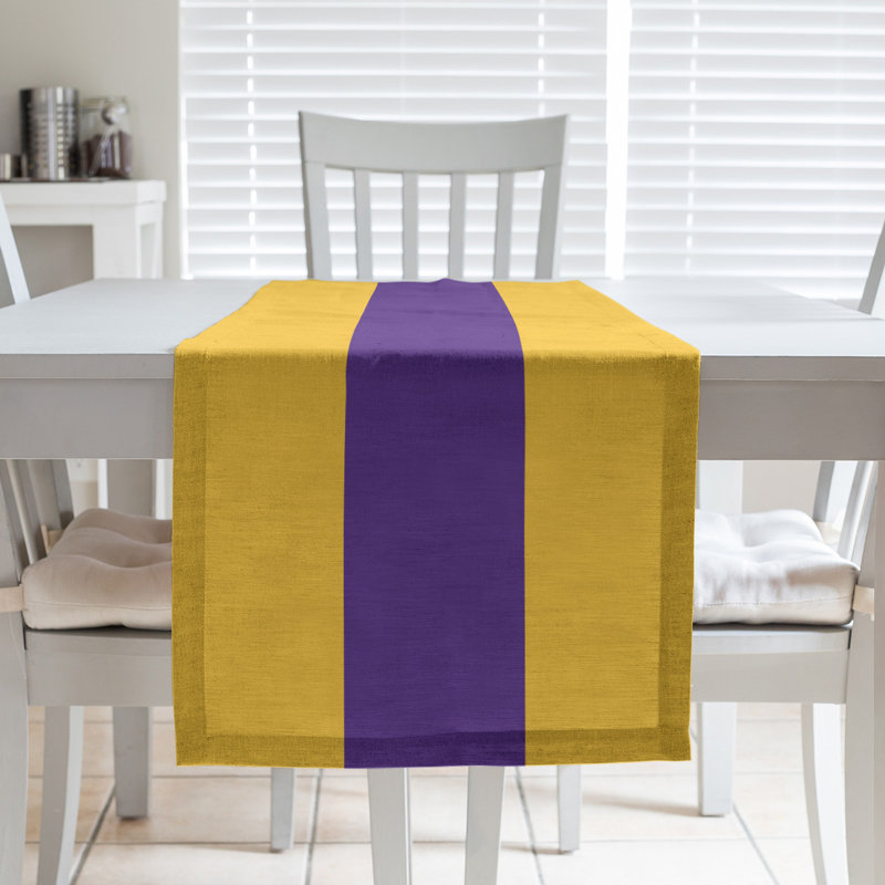 Minnesota Football Stripes Table Runner, 72" x 16", Cotton Blend, Gold/Purple