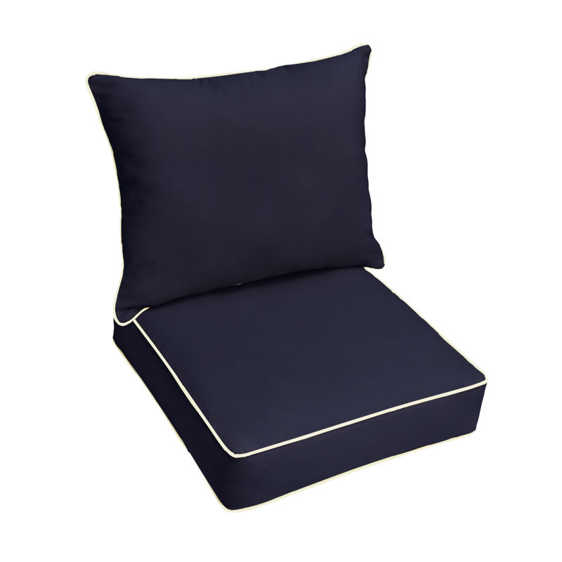 Sunbrella Outdoor Solid Corded Deep Seating Pillow and Cushion Set, 29 in W x 27 in D x 5 in H, Sunbrella - Canvas Navy