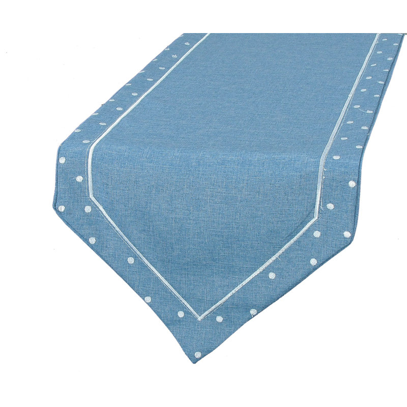 Breen Embroidered Easy Care Table Runner, Chambray
