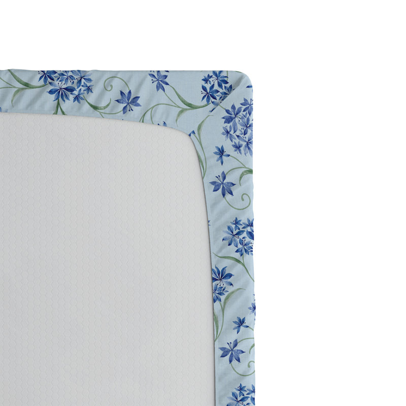 Drap-housse Ambesonne, Bleu doux, bleu de cobalt / floral, Drap-housse de taille double