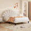 Adreon 135*190cm Double Upholstered Velvet Bed Frame, with Adjustable Chic Petal Headboard-1825078329