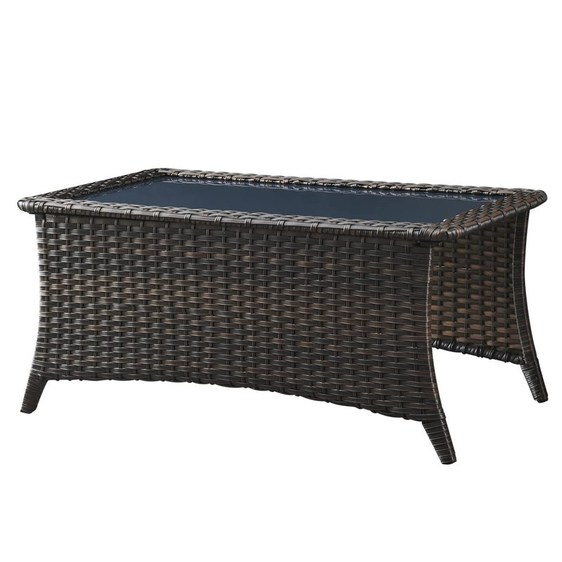 Kyaire Rectangular Wicker Outdoor Coffee Table , 28.5'' in. W 46.5'' in. D, Brown, Brown