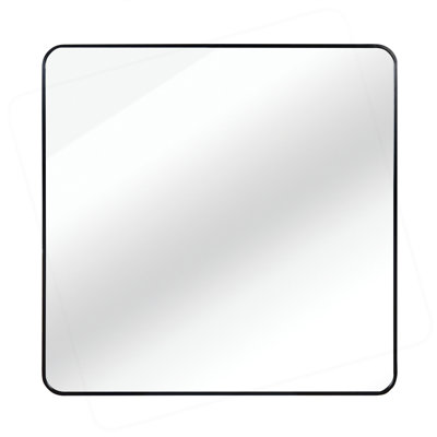 30 in x 30 in Black Metal Framed Square Bathrrom Mirror for Wall.