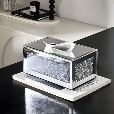 Porte-mouchoirs de luxe avec accents en cristal pour le salon et la salle de bain, organisateur de serviettes en papier élégant et fonctionnel