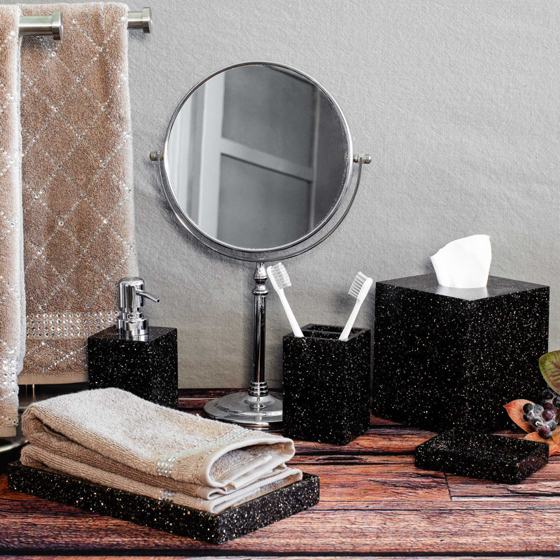 Sparkles Home Luminous Guest Towel Tray | Sparkling Rhinestone Bathroom Accessory | Freestanding, Charcoal