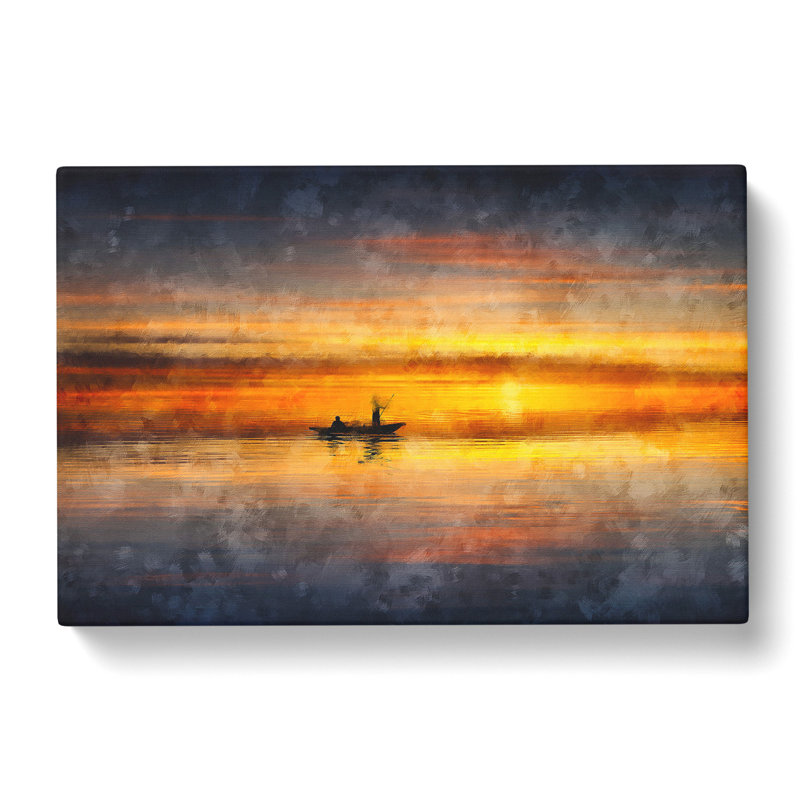 A Boat At Sunset - Wrapped Canvas Painting, 40cm H x 60cm W x 3cm D