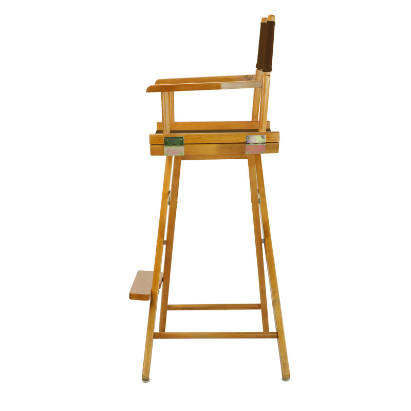 Chaise de réalisateur pliante de 30 po avec toile, Chêne miel, Brun