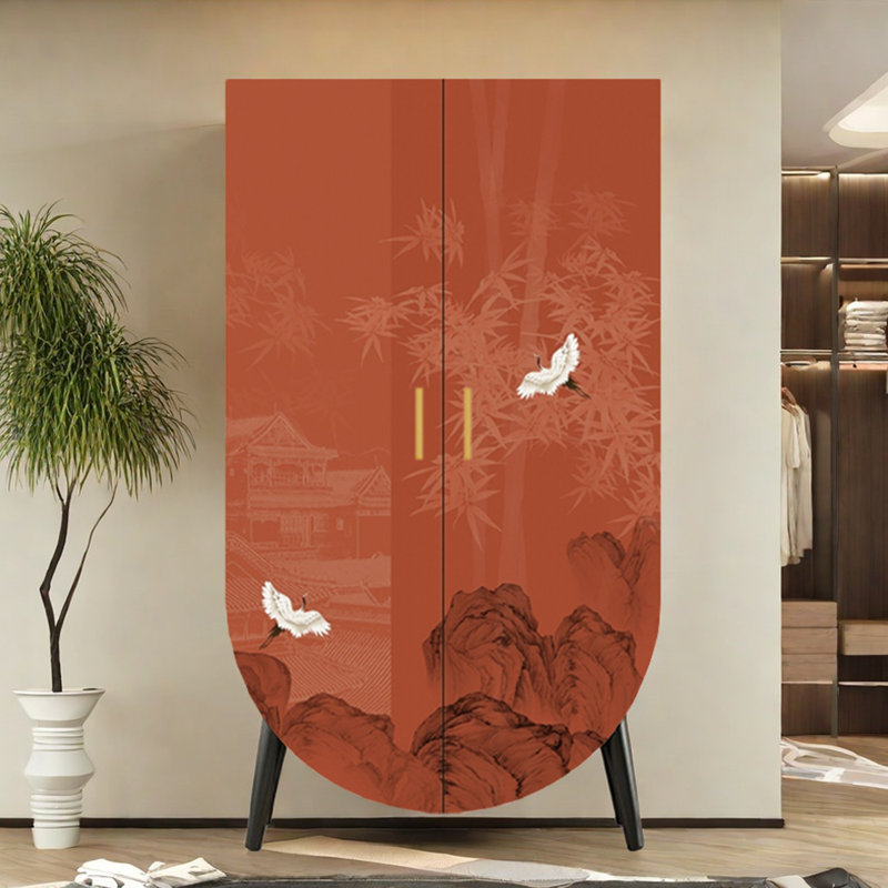 Armoire rétro à deux portes peintes en rouge