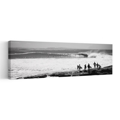 Silhouette de surfeurs debout sur la plage, Australie, plage contemporaine abstraite, art mural