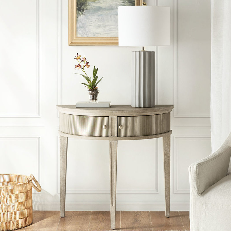 Table récupérée de 31 po - Porte cannelée et base en bois massif texturé