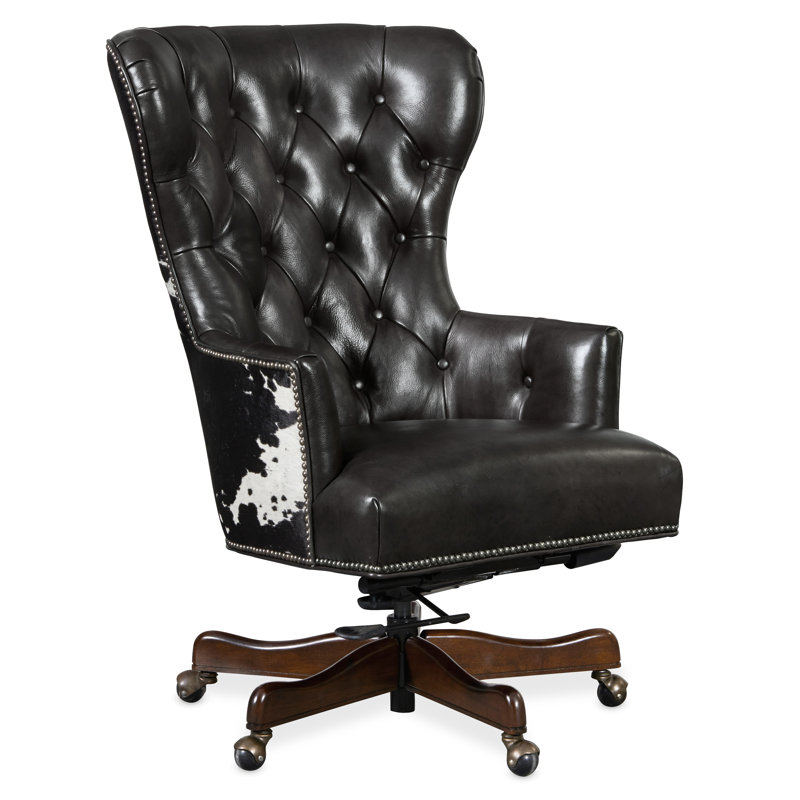 Fauteuil de direction en cuir véritable Katherine, Cuir véritable noir