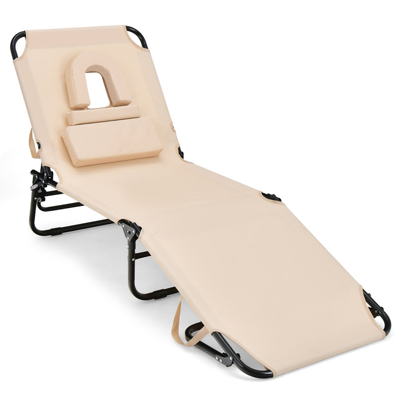 Chaise longue simple inclinable 76 po Blakehurst, Beige 56 po à 77 po