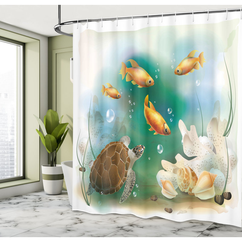 Shower Curtain with Hooks Included, 69" H x 105" W