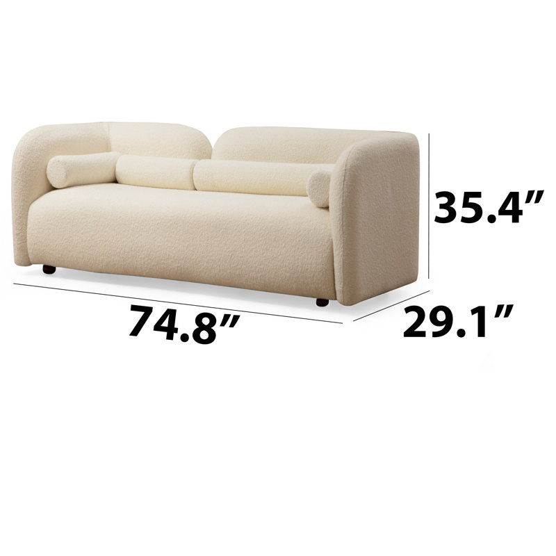 2-Seat Sofa Loveseat With Walnut Legs