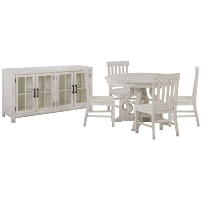 48" Round Dining Table With 4 Side Chairs And Buffet