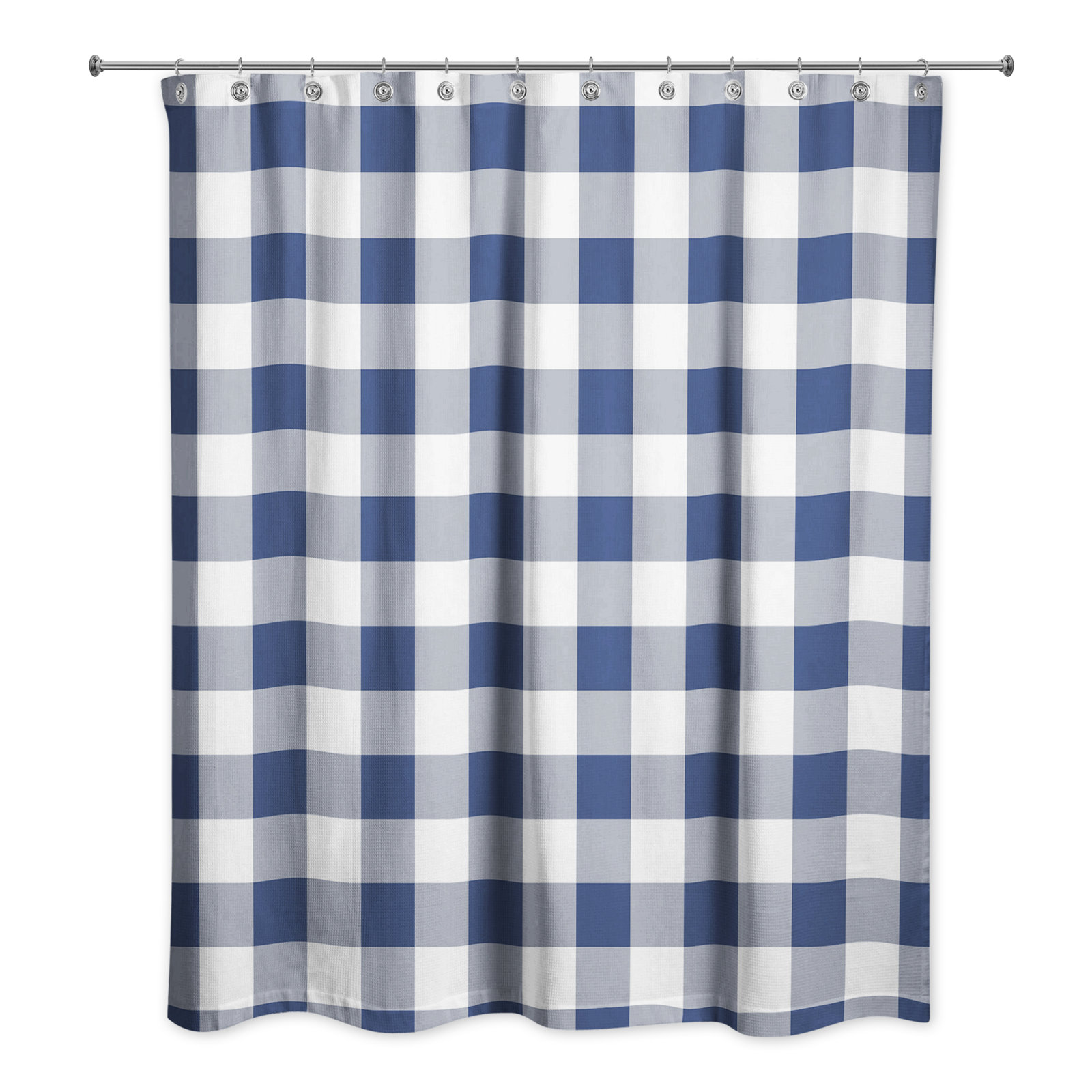 Hanka Plaid Shower Curtain, Navy