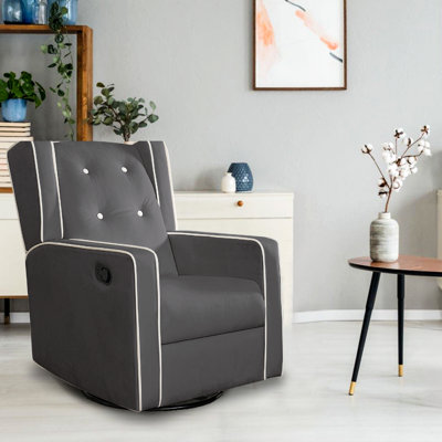Parkhur 29" Wide Upholstered Manual Swivel Glider Rocker Recliner Nursery Chair