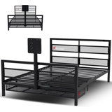 Full Size Gaming Bed With 180° Rotating Tv Mount And Vented Console Storage