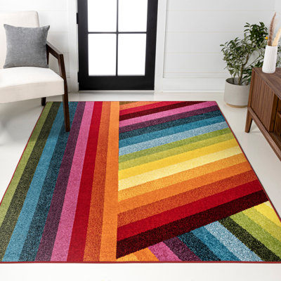 Keiera Rainbow Contemporary Stripe Multi Rug