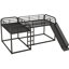 Lit superposé en forme de L avec glissade et court, noir, convient à une base stable de taille double ou simple-118033859