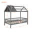 Lit simple en bois avec clôture, gris