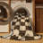 Machine Washable Checkered Brown Area Rug