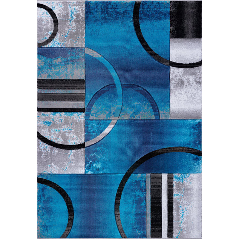 Tapis turquoise Grundie, Rectangle 3 pi 11 po x 5 pi 7 po
