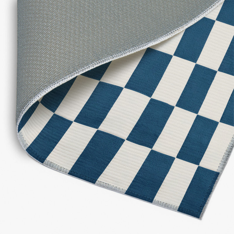 Checkered Gray Indoor and Outdoor Area Rug