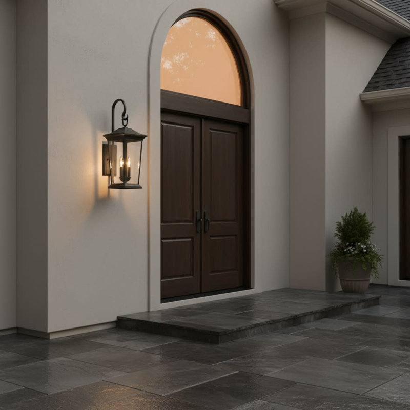 Bromley 3-Light Outdoor Wall Lantern, Museum Black, Yes