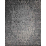 Clearance Hand Knotted Wool Abstract Area Rug in Gray