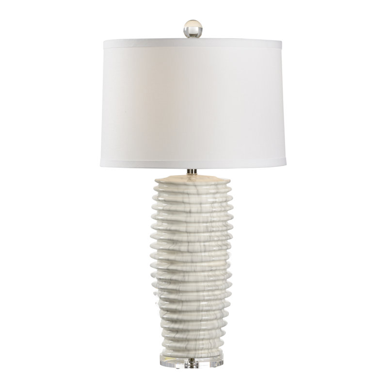 Lampe de table 33 po Colorado, Marbré blanc émaillé