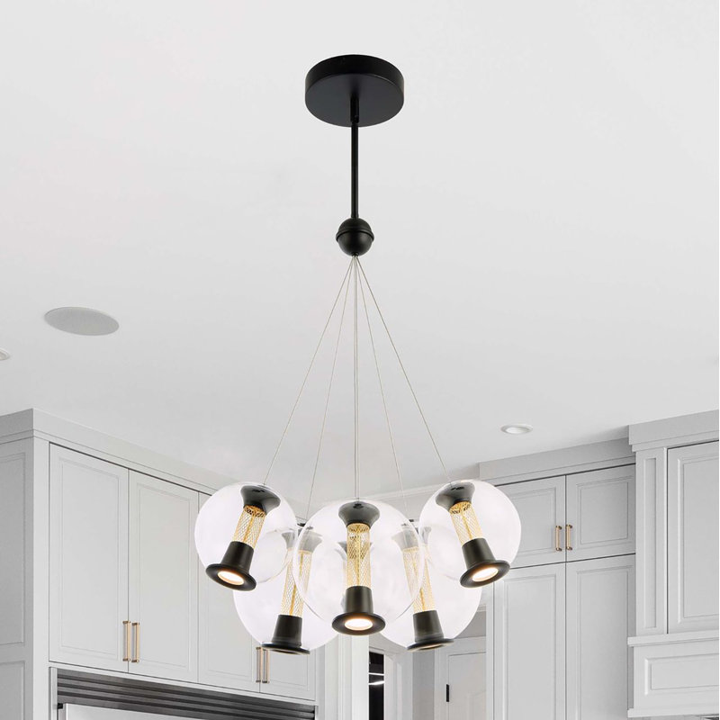 Lustre à 6 lumières Arlo - noir, H 25,5 po x l 25,5 po, H 22,5 po x l 22,5 po