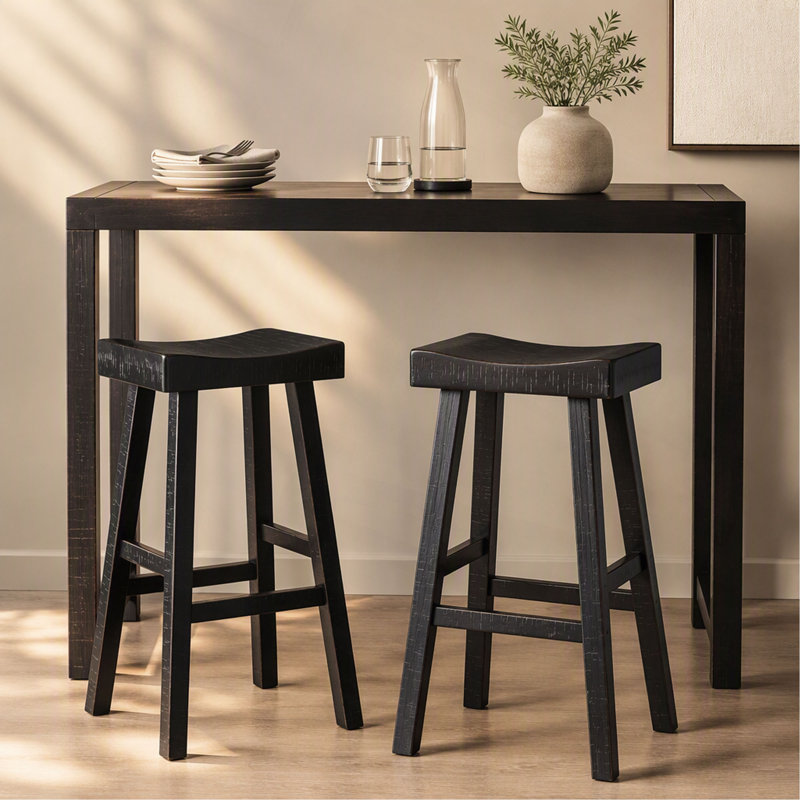 Tabouret de bar, hauteur de bar, style transitionnel, placage de bois, pour salle à manger., 30.5" H x 17.5" W x 15.5" D