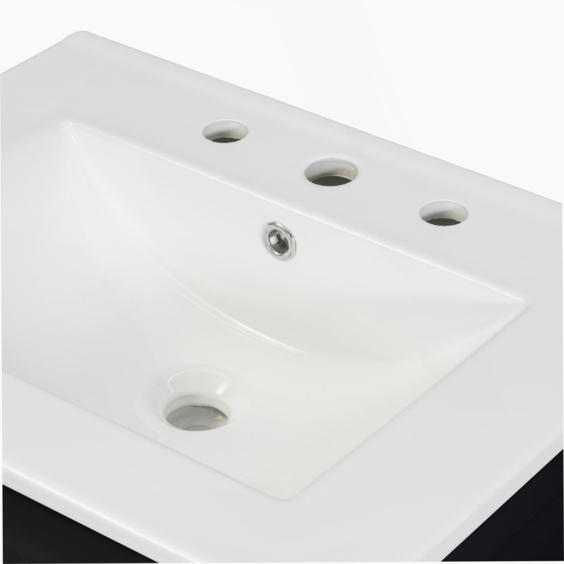 Meuble-lavabo moderne de 48 pouces avec lavabo en céramique, portes à fermeture en douceur, tiroir rabattable, tablettes de porte à double couche, solution de rangement élégante