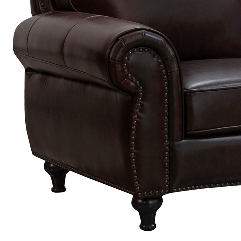 Fauteuil Perryton, Cuir fleur brun café