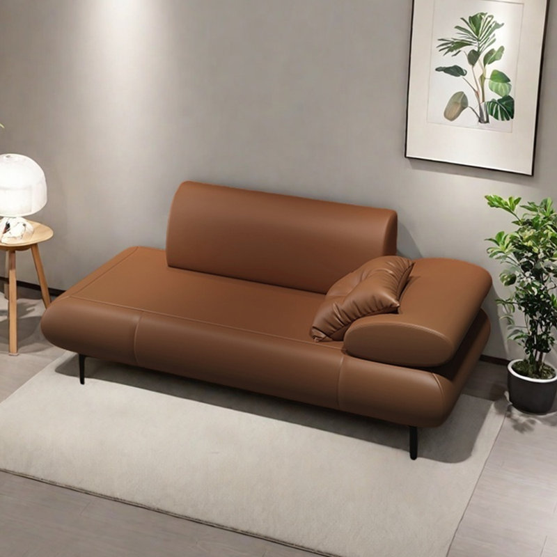 Chaise longue en similicuir léger et luxueux, Orange, Face à la droite