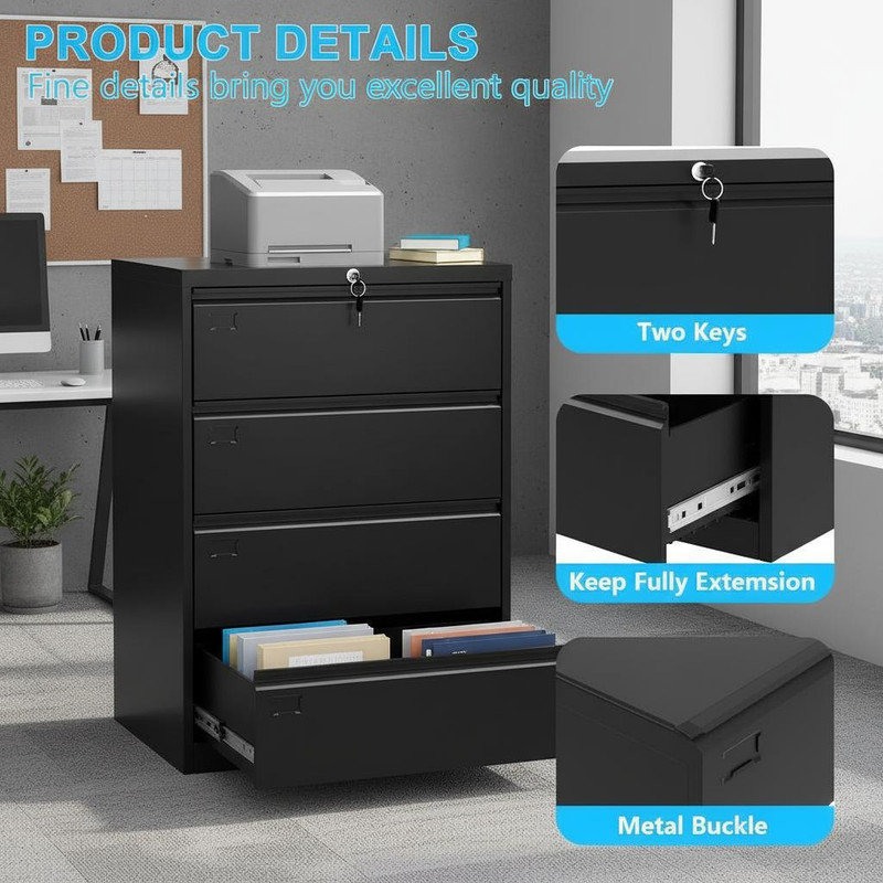 87.9cm Wide 4 -Drawer Steel File Cabinet