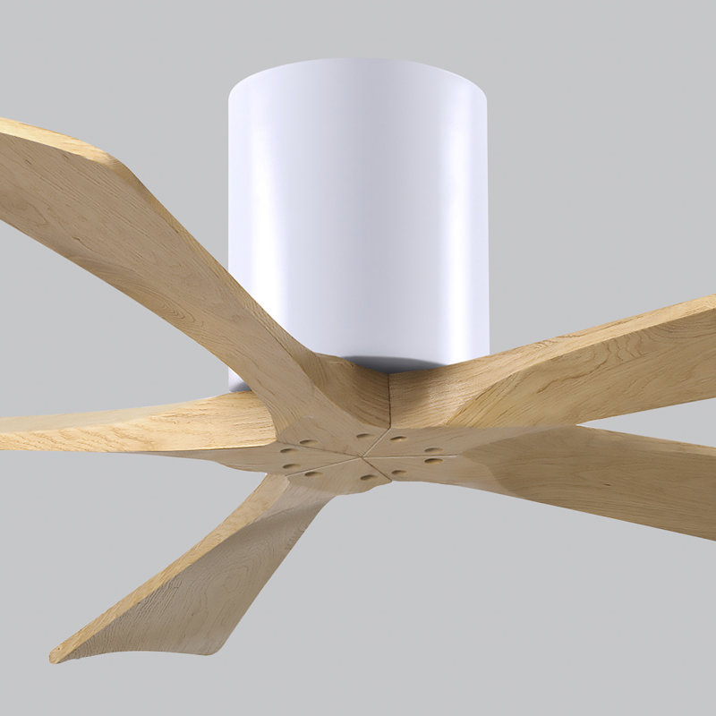 60" Irene 5-Blade Hugger Ceiling Fan with Wall Remote, Textured Bronze, 52", Light Maple Tone