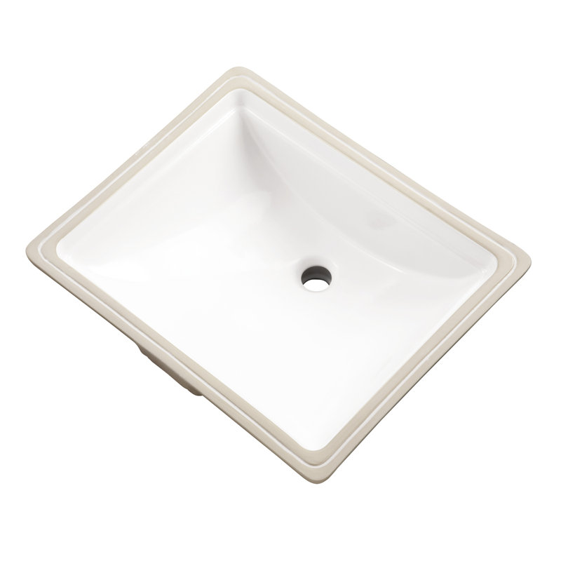 Lavabo de salle de bain rectangulaire encastré en porcelaine vitreuse avec trop-plein Logan