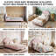 UK & EU Single Velvet Kids Bed Frame with Adjustable Headboard, Soft Upholstered Children's Bed, Pink & Beige, 90x190/200cm-839344553-839344596