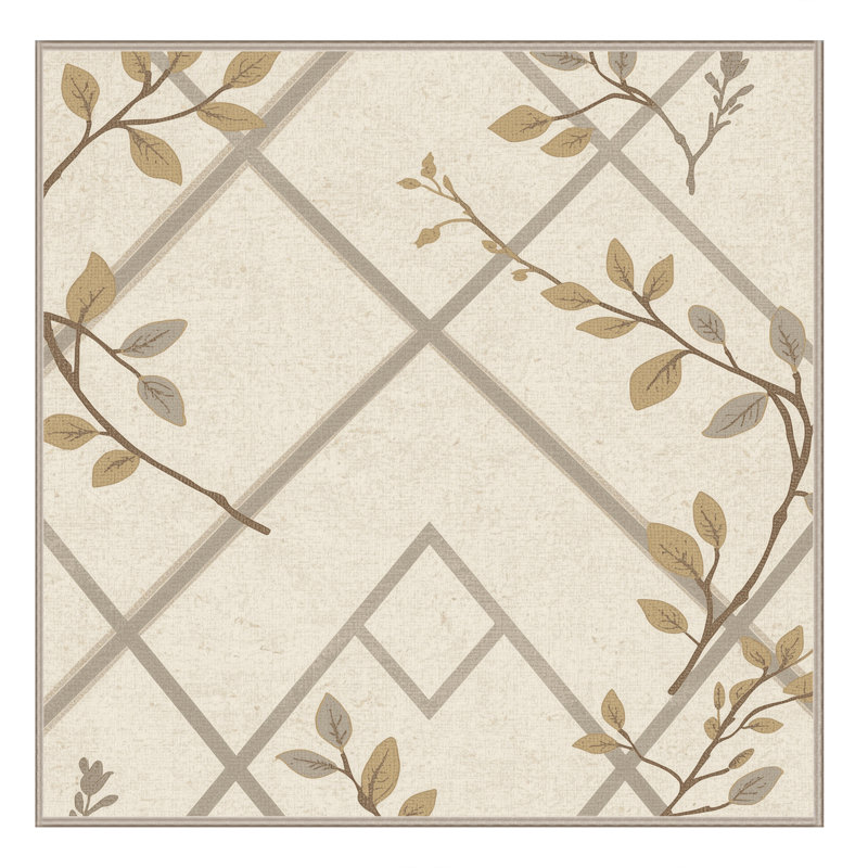 Machine Washable Carlstadt Garden Trellis Rug in Beige – Beige Binding, 5' Square