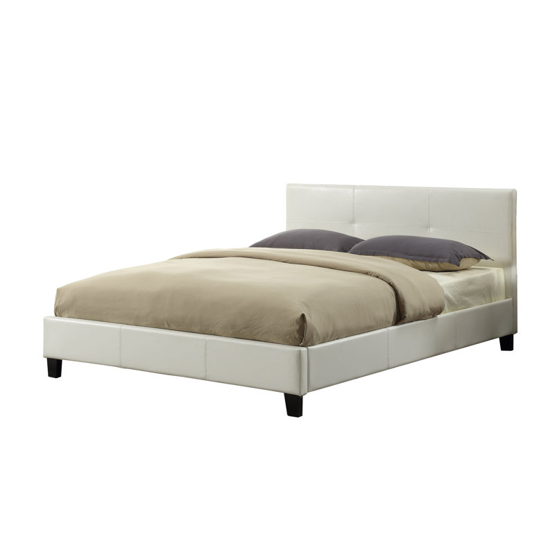 Lit plateforme tapissier Modern, Simple, Blanc