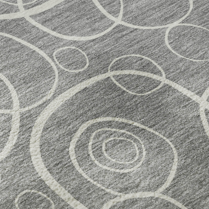 Premium Machine Washable Mayfield AMF2407 Bubbles Rug, Gray, 2'3" x 7'6" Runner