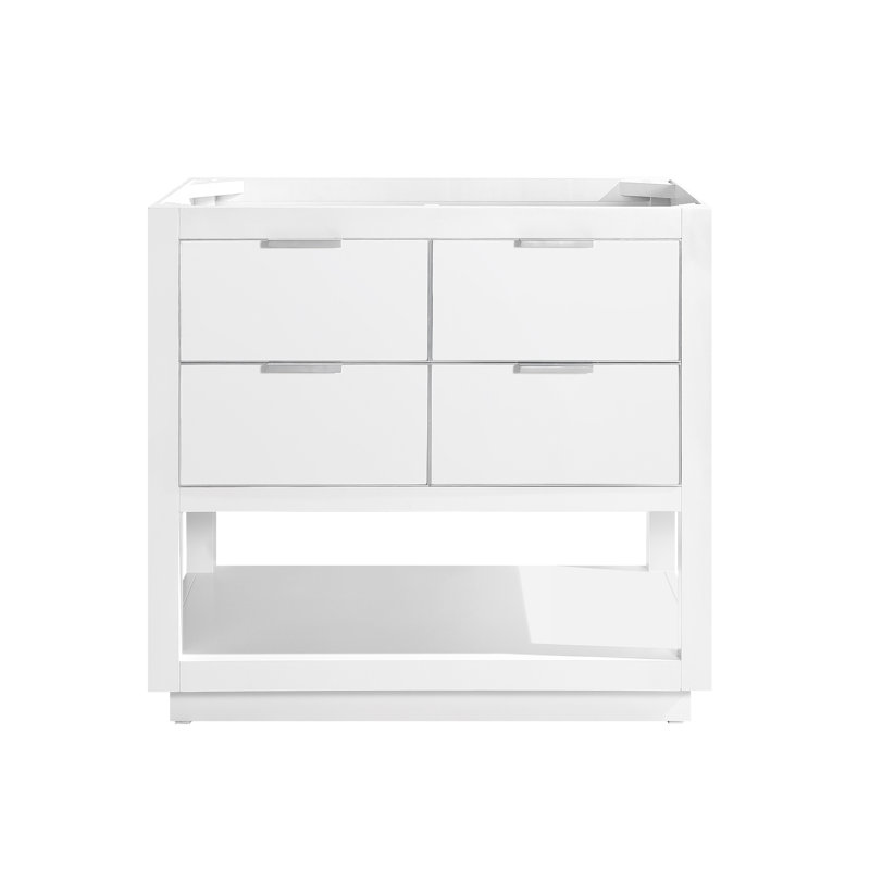 Allie 36'' Single Bathroom Vanity Base Only, White/Brushed Silver