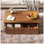 Table basse rectangulaire avec rangement, style ferme Mid-Century, grain de spirale, 2 tiroirs pour le salon